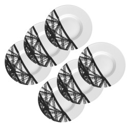 6x Assiettes Paris Noir &...